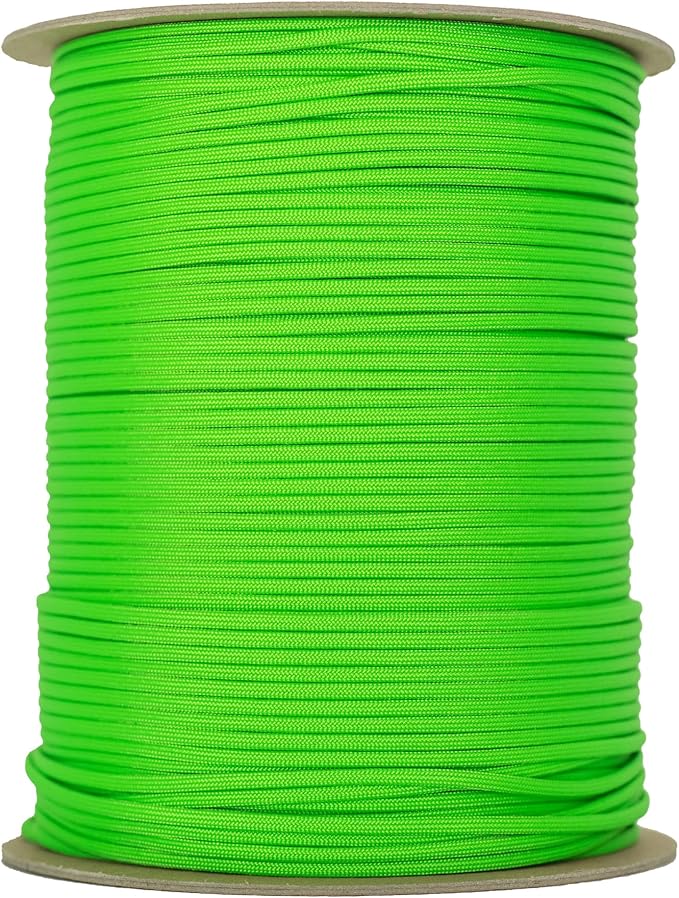 The Paracord Store | Type III 550 Paracord - 250 FT Spool, Neon Green | Heavy Duty 7 Strand Tactical Paracord - USA Made Nylon Outdoor Parachute Cord for Camping, Fishing & More - Survival Cord