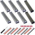 Terminal Block (8 Sets) 8Pcs 12 Positions Dual Row 600V 25A Screw Terminal Strip Blocks with Cover&8Pcs Pre-Insulated Barrier Termina Block Strip&96Pcs Insulated Fork Wire Connector