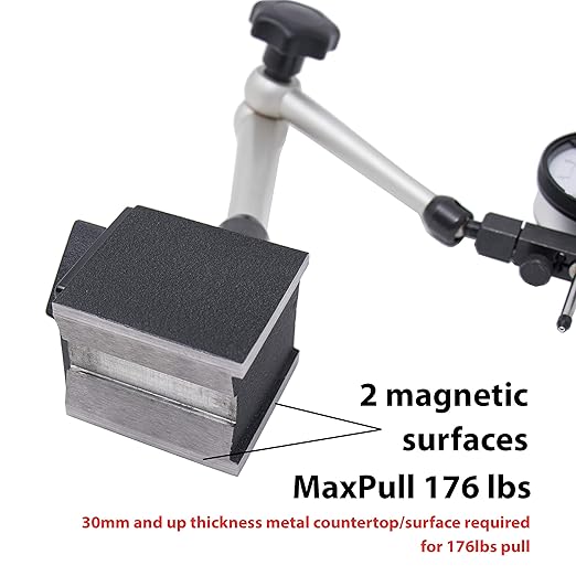 Clockwise Tools Magnetic Base, MGBR-01, Magnetic Stand for Digital Dial Indicators, 176lbs Max Pull