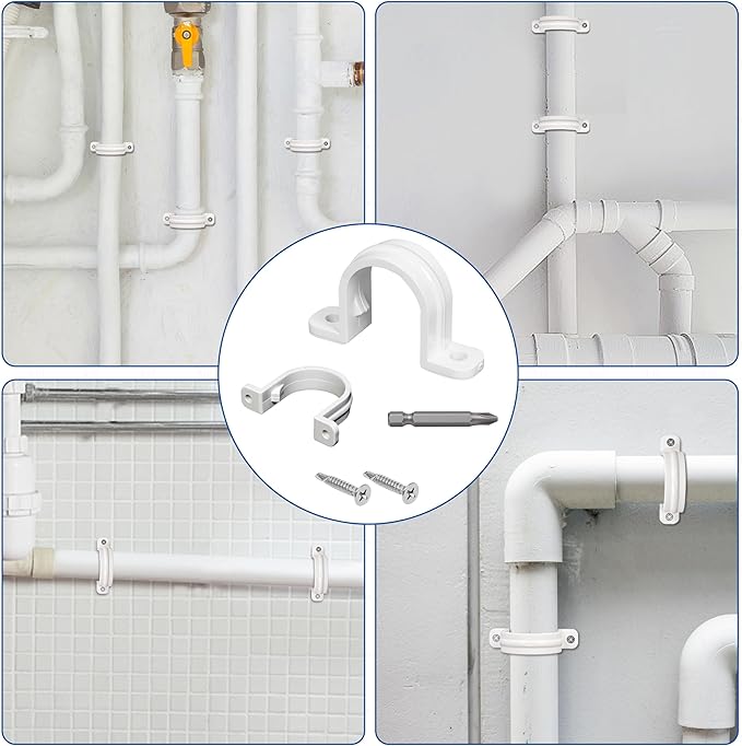 40 Set PVC conduit pipe strap clamps Φ32 MM - SCH 1 IN,Two Hole plastic pipe clips