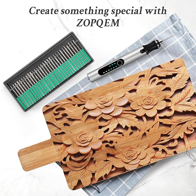 Engraving Pen with 37 Bits,Mini Electric Engraver Etching Machines Cordless Rotary Tools Engraved Jewelry Stone Metal Plastic Wood Resin Model (Silver)