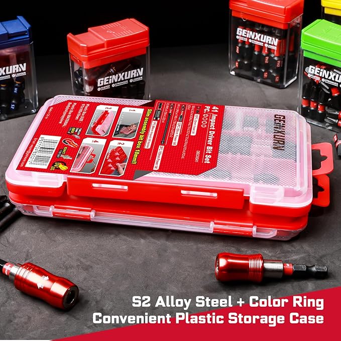 41pieces Screwdriver Bits Set, Impact Magnetic S2 Steel Multi Insert Power Bits Tips with Impact Bit Holder with Storage Box（PH/TORX/SQ/PZ）