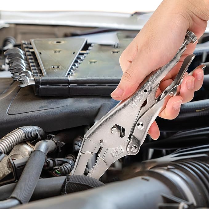 MAXPOWER 9-inch Long Nose Locking Pliers, Locking pliers with Two-position Opening Adjustment, Max Jaw Opening 3.14"