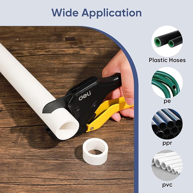 DELI PVC Pipe Cutter, Up to 2-1/2", Ratchet Pipe Shears Heavy-Duty, Pex Cutting Tool for Cutting PEX, PVC, PPR Plastic Hoses and Plumbing Pipe