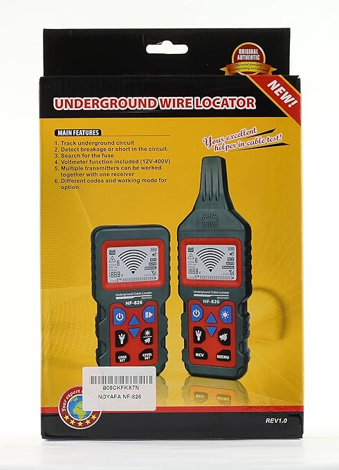 NOYAFA NF-826 Underground Cable Locator Wire Tracker, for Dog Fence Cables Irrigation, Wall and Underground Pipeline Wire Detector, Advanced Circuit Breaker Finder for Wall and Underground Cables
