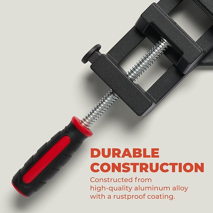 90-Degree Angle Clamp - Home Improvement Corner Clamp for Wood, Metal Tubes & Glass - Adjustable Hand Tool - Aluminum Alloy Die-Cast