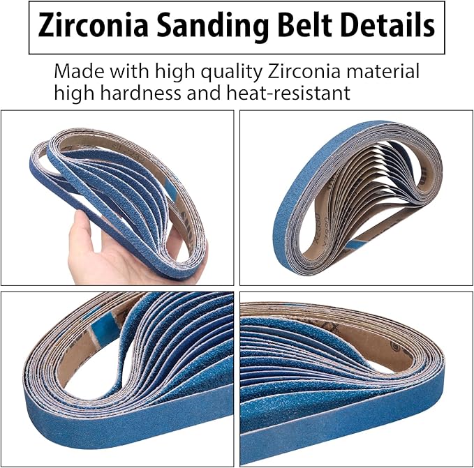 15 Pcs 1 x 30 Inch Sanding Belts Zirconia, 1x30 Sanding Belts, 3 Each of 40/60/80/100/120 Assorted Grits Sander Belts for Belt Sander