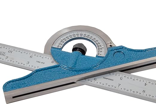 4-Piece Combination Square Set - 4R 18” Metal Ruler, Protractor, Center Finder, Combo Square with Level and Scriber Tool - for Metal Working and Fabrication, Carpentry, Woodworking and More PEC Tools