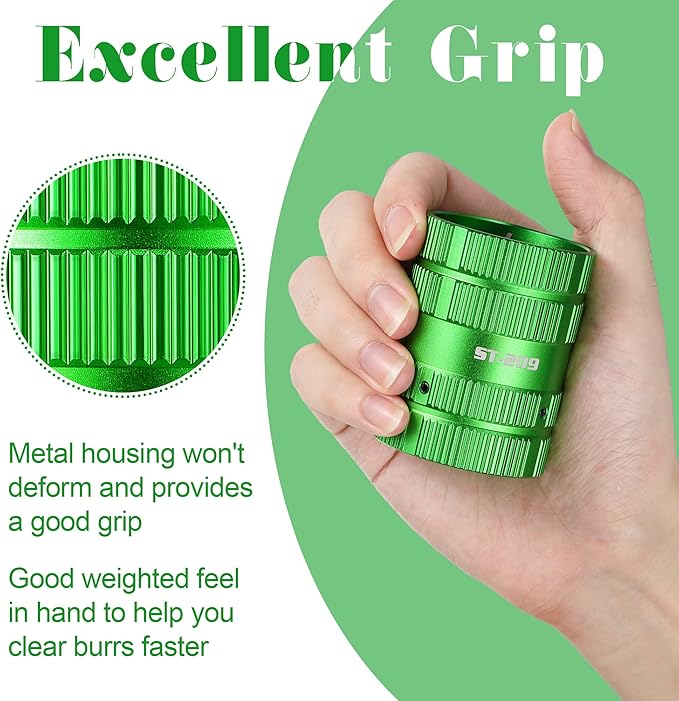 Dreyoo Pipe Reamer, Copper PVC Tube Deburring Tool Plumbing Tools 1/4'' to 1-5/8'' Inner Outer Reamer Pipe Tubing Chamfer for Metal PVC PPR Copper Brass Aluminum(Green)