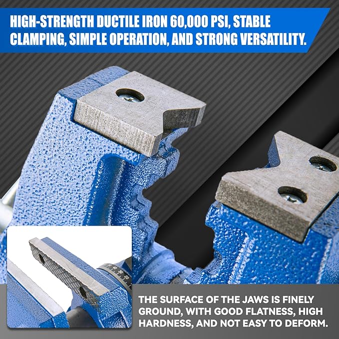 6-Inch Heavy Duty Bench Vise Ductile Iron Bench Vise 360° Multi-Purpose Bench Vice with Anvil, Clamp force 8800lbs, Blue