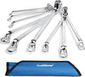 9pcs Double Offset Box End Wrenches Set, Metric Ratcheting Wrench Set, CR-V Steel with Rolling Pouch