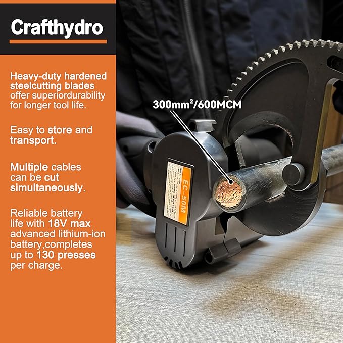 Battery Cable Wire Cutters Ratcheting Compact Heavy Duty Cutters (1000 MCM Copper/ 1500 MCM Aluminum) Professional Electrical Portable Cable Cutter with Comfort Grip Handles, Alloy Steel Blades