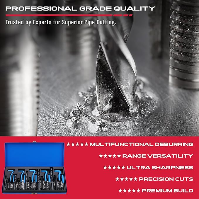 SAE Thread Repair Helicoil Kit - 131PC with HSS Drill Bits, Inserts, Taps, and Breakoff Tools for Rethreading on Metal, Engine, Pipe Repair - Sizes 1/4" 5/16" 3/8" 7/16" 1/2"