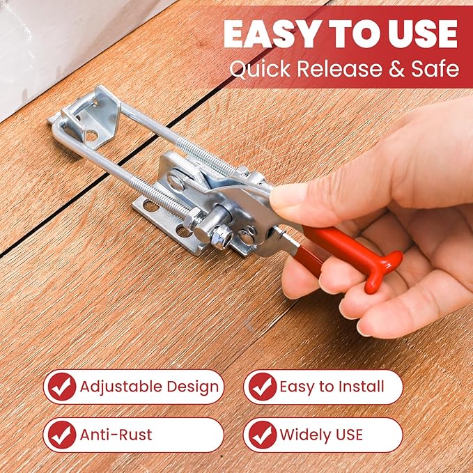 8 Pack Heavy Duty Toggle Clamp Latches 431 Type, 2000Lbs Holding Capacity Adjustable Latch U Bolt Self Lock Toggle Latch Smoker Lid Latch for Tire Carrier Latch Trailer Latch Door Latch Hardware