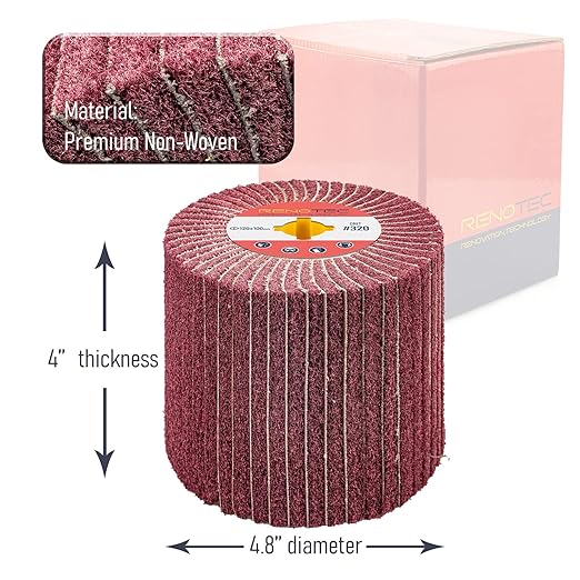 120x100mm Non-Woven Abrasive Flap Wire Drawing Polishing Burnishing Wheel for The Surface Treatment of Metal Products (320 GRIT with Sandpaper)
