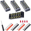 Terminal Block (4 Sets) 4Pcs 6 Positions Dual Row 600V 25A Screw Terminal Strip Blocks with Cover&4Pcs Pre-Insulated Barrier Termina Block Strip& 24Pcs Insulated Fork Wire Connector