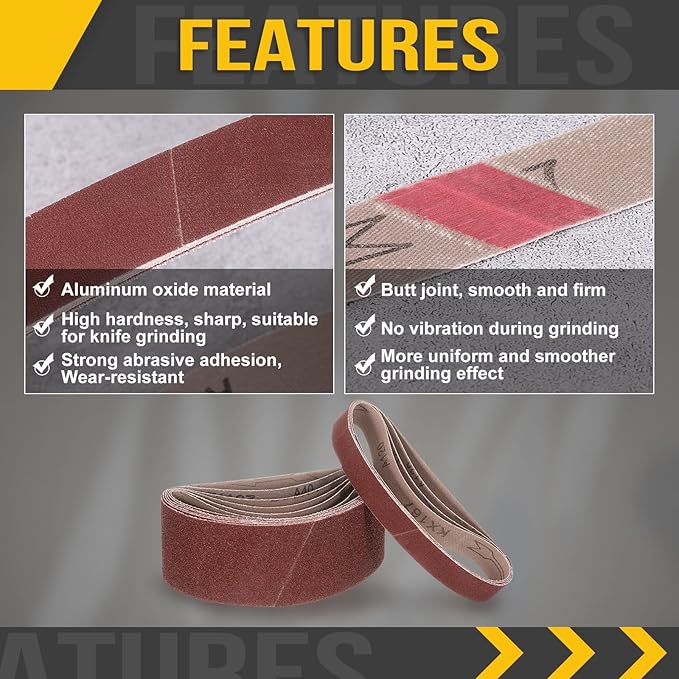 1 x 30 Inch Sanding Belt, 3 Pcs 180 Grit Knife Sharpener Belts Work Sharpening for Belt Sander Knife Carving Tool Metal Working