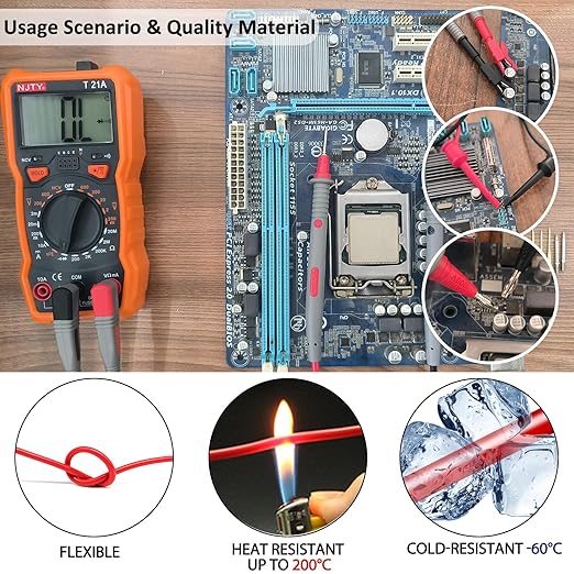 29PCS Multimeter Test Leads Kit with Alligator Clips, Banana Plug Test Leads and Test Probes 1000V 10A CAT III for Fluke/KAIWEETS/INNOVA Multimeter/Voltmeter/Clamp Metert