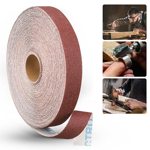 Emery Cloth Roll,120 Grit Continuous Sandpaper Roll 1" x 85 Feet Sandpaper Roll for Wood Furniture Finishing Metal Sanding Automotive Polishing