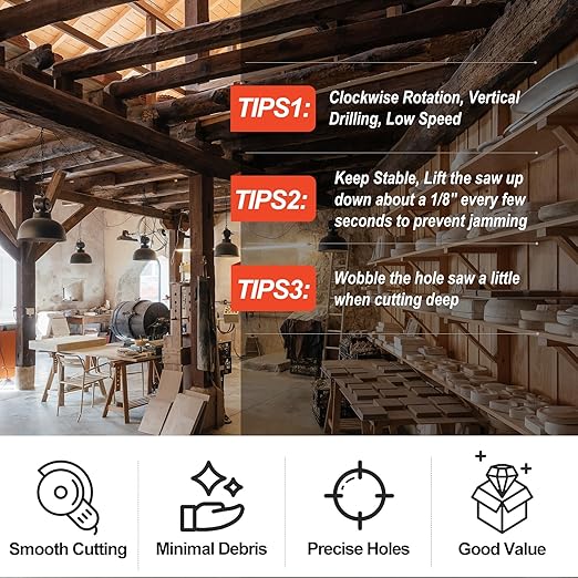 1-3/8 Inch Hole Saw with 1/2" Triangle Shank Quick Change Arbor, JTemgle Bi-Metal Hole Saw Heavy Duty Hole Cutting Tool for Cornhole Boards, Recessed Lights, Wood, Plastic, Drywall & Soft Metal