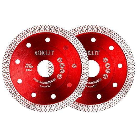 4" Diamond Saw Blade, 2Pcs Super Thin Tile Cutting Blade, Diamond Blade for Angle Grinder Cutting Porcelain Tile Granite Marbles