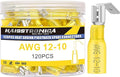 haisstronica 120PCS Yellow Heat Shrink Piggyback Spade Connectors, 12-10 AWG Piggyback Wire Connectors, Quick Disconnect Piggyback Terminals