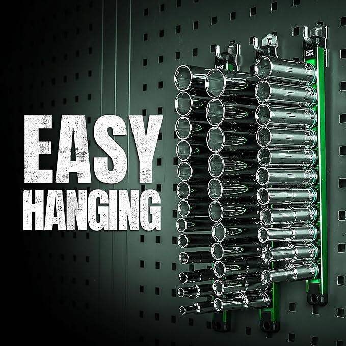 SK 1/2" Drive Socket Set, Deep Metric Sockets, 11-Piece 10-20mm, SuperKrome Finish, Premium CR-V Construction, with Aluminum Socket Organizer
