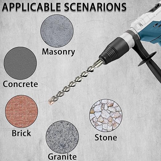 Direko 5-Piece 3/8 inch x 12 Inch SDS Plus Rotary Hammer Drill Bits Carbide Tipped Concert Drill Bits for Concrete, Brick, Cement Walls, Stone, Hammer Drill Bits for Concrete