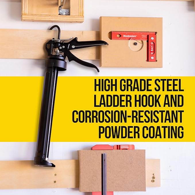 AWF PRO Heavy Duty Caulk Gun, 18:1 Thrust Ratio, Steel Frame Construction, Rotating Barrel, Ladder Hook, Puncture Tool & Dripless Pressure Release Tab (Pack of 6, 10 oz Caulking Gun)