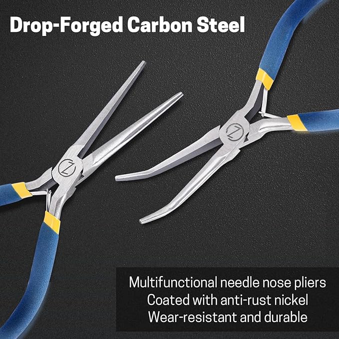 VISEMAN 6" Mini Needle Nose Pliers with Comfort Grip Handles, Long Nose Pliers for Handmade Craft, Straight