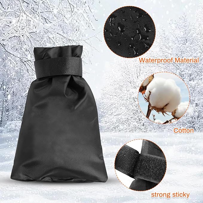 3 Pieces Outdoor Faucet Covers,Winter Anti-Freeze 9.8" H X 7" W Faucet Insulation Cover Winter Outdoor Pipe Insulation Protective Cover,Outdoor Wall Garden Courtyard Faucet Covers (Black)