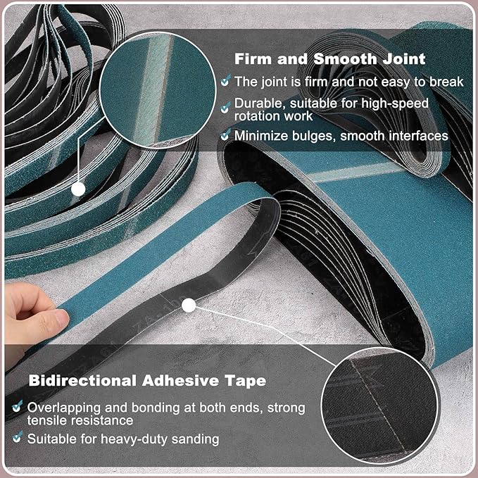 HARFINGTON 1 x 42 Inch Sanding Belts, 12 Pcs 80 Grit Zirconia Abrasive Belt Sander File Belt for Woodworking, Metal Polishing, Knife Sharpener