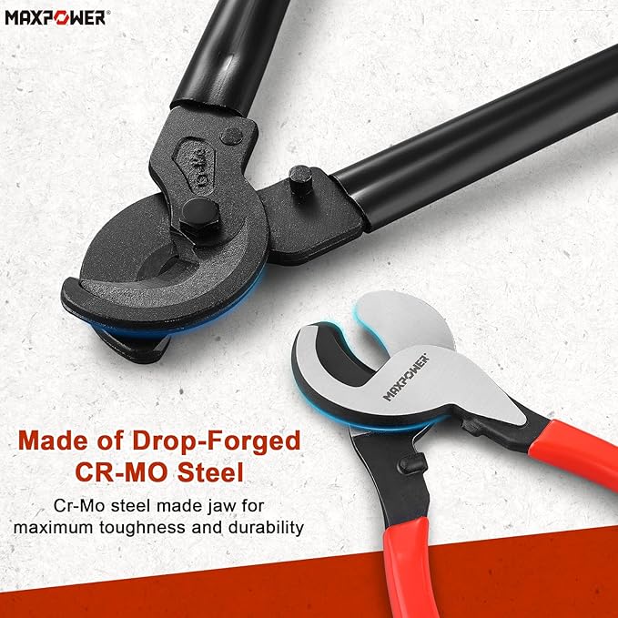 MAXPOWER Cable Cutters Set, 10-inch and 14 in-ch Heavy Duty Cable Cutters for Cutting Copper and Aluminum Cable-2 Pack