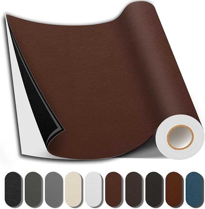 Leather Repair Patch, 17X79 Inch Repair Patch Self Adhesive Waterproof, DIY Large Vinyl Patches for Couches, Furniture, Kitchen Cabinets, Wall （Brown, 17X79 Inch）