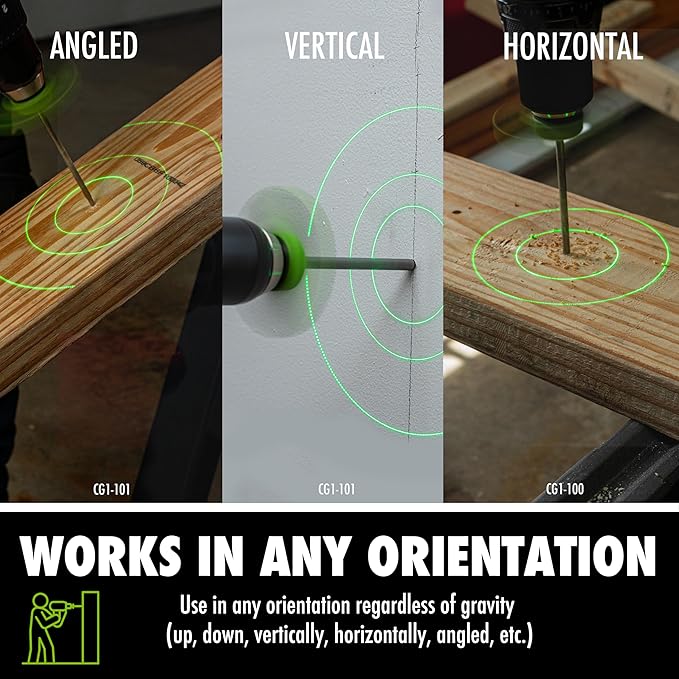BullseyeBore Core CG1-100 Drill Guide for Straight Holes - Magnetic Drill Attachment with High Vis Green Laser for Visual Worksurface Alignment - Compatible with Common bits from 2” to 5”