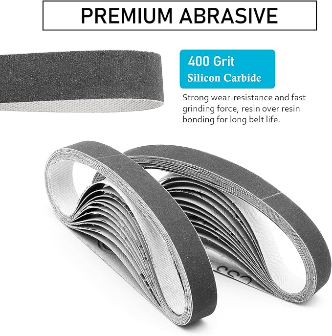 1/2" x 12" Knife Sharpener Replacement Belts Kit, 400 Medium Grit Sanding Belts for Work Sharp Original Knife Sharpener & Tool Sharpener,24 Pack