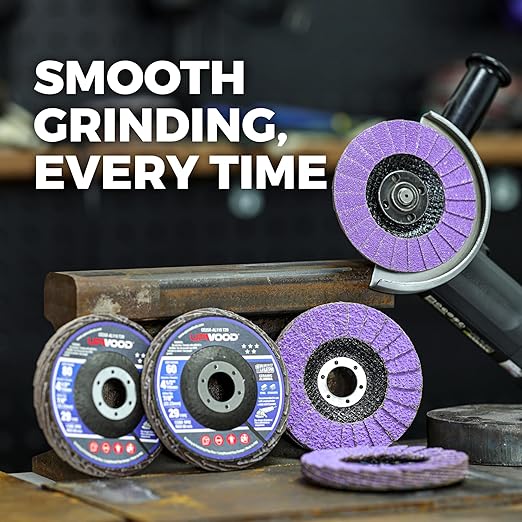 5-Pack 4.5" x 7/8" Ceramic Flap Disc, 40 Grit, Bevel Type #29, Premium Industrial Grade, High-Performance Angle Grinder Grinding Wheel for Edge Grinding - Purple