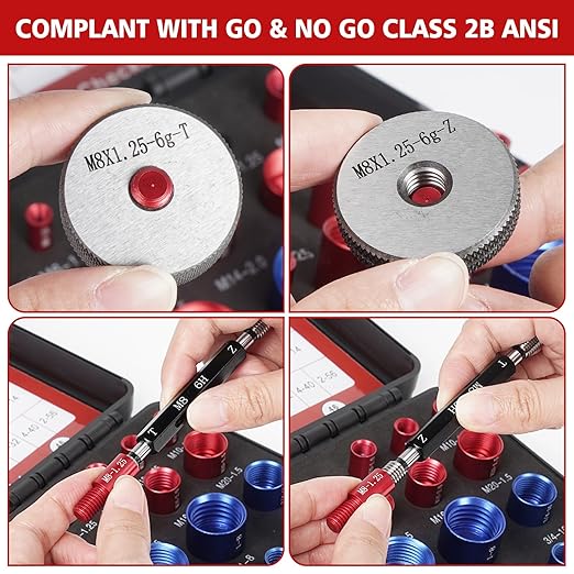 46Pcs Thread Checker, Nut and Bolt Thread Checker Standard and Metric, 24 Inch & 22 Metric Thread Gauge Kit, Suitable for Nut Bolt Size Finder and identifier in Narrow and Tricky Area