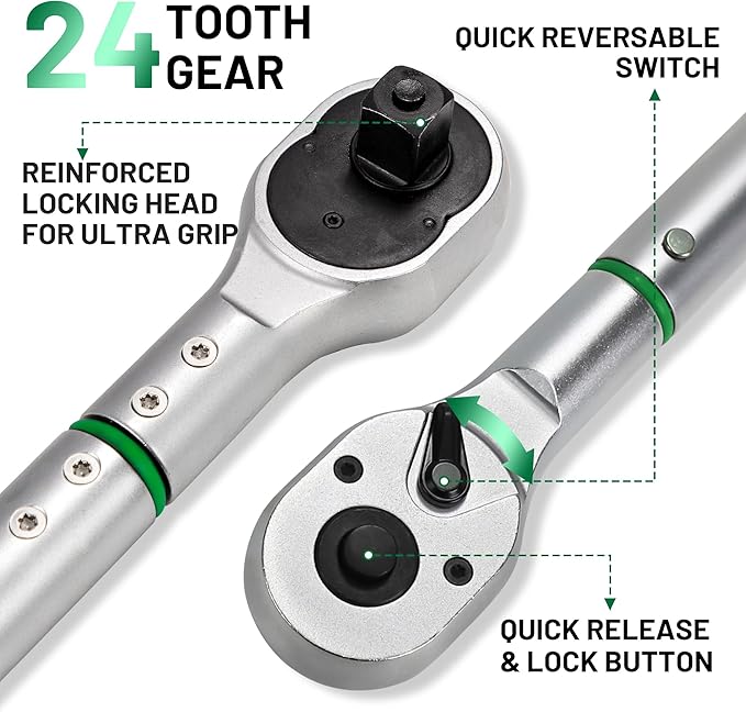 3/4-Inch Drive Click Torque Wrench, Dual-Direction Click Professional Torque Wrench 160-840FT.LB/135-815N.M, Dual Range Scales Graduated in FT.LB and N.M