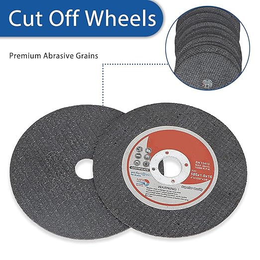 WFLNHB 100 Pack 4 Inch x 0.040 Inch x 5/8 Inch Metal and Stainless Steel Cut Off Wheels Fit for Angle Grinders