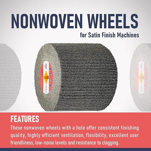 Non-Woven Wire Drawing Flap Wheel, 120x100mm, for Stainless Steel Satin Finishing and Metal Surface Treatment, Conditioning Drum Buffin for Burnishing Polishing Machine (240-600 Grit Set)