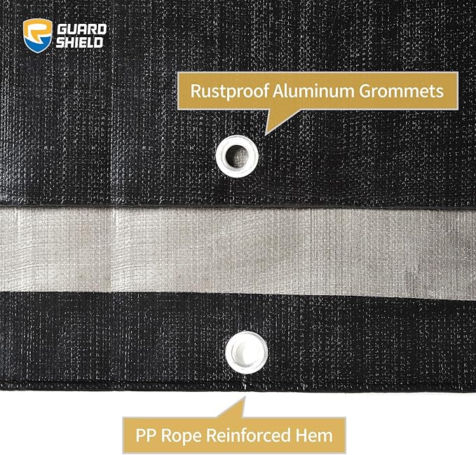 GUARD SHIELD Super Heavy Duty Black/Silver Ploy Tarp Cover 12x20 Feet Waterproof Tarps 16mil Thick UV and Tear Resistant Tarpualin