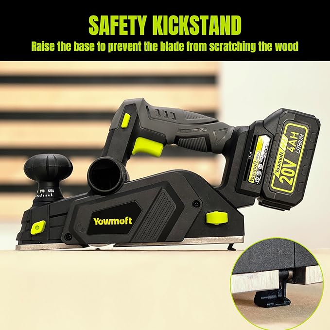 20V Cordless Planer, 3-1/4-Inch Width, 12,000 RPM Electric Planer, 6.2lb Lightweight Cordless Hand Planer with 4Ah Battery, Charger & Dust Bag for Home DIY and Carpentry