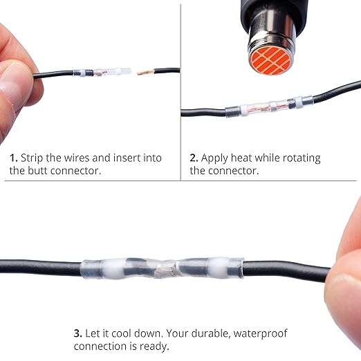Wirefy 150 Pieces Electrical Heat Shrink Solder Terminals - Waterproof Electrical Terminals - Waterproof End to End Connection - White 0.14-0.25mm²