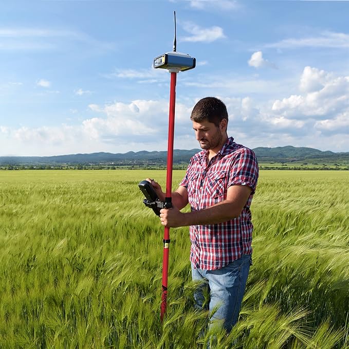 AdirPro Aluminum GPS Rover Rod – 2m 2-Piece Design GPS Pole for Land Surveying & Engineering – RTK GPS/GNSS Accessory – Includes Level Vial & Carrying Case (Red)