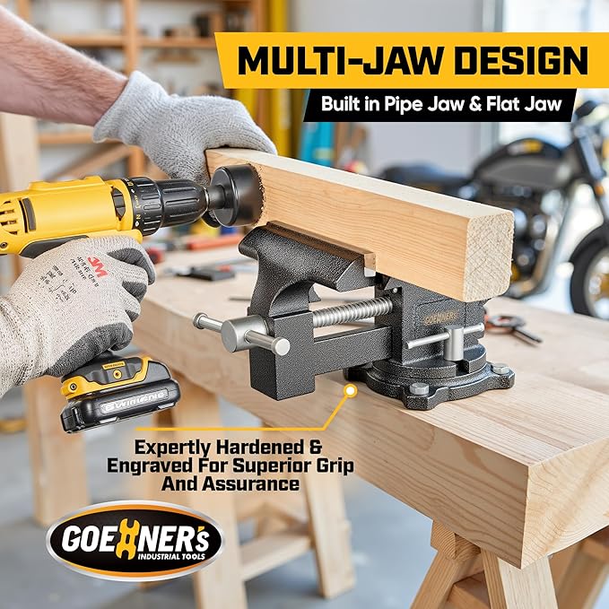 [Upgraded] Bench Vise 6” - Table Vice For Workbench, Utility Vise with Heavy Duty Cast Iron, Multi-Jaw, 270 Degree Swivel Base, Larger Anvil, Easy Adjustment for Woodworking, Workshop DIY Uses
