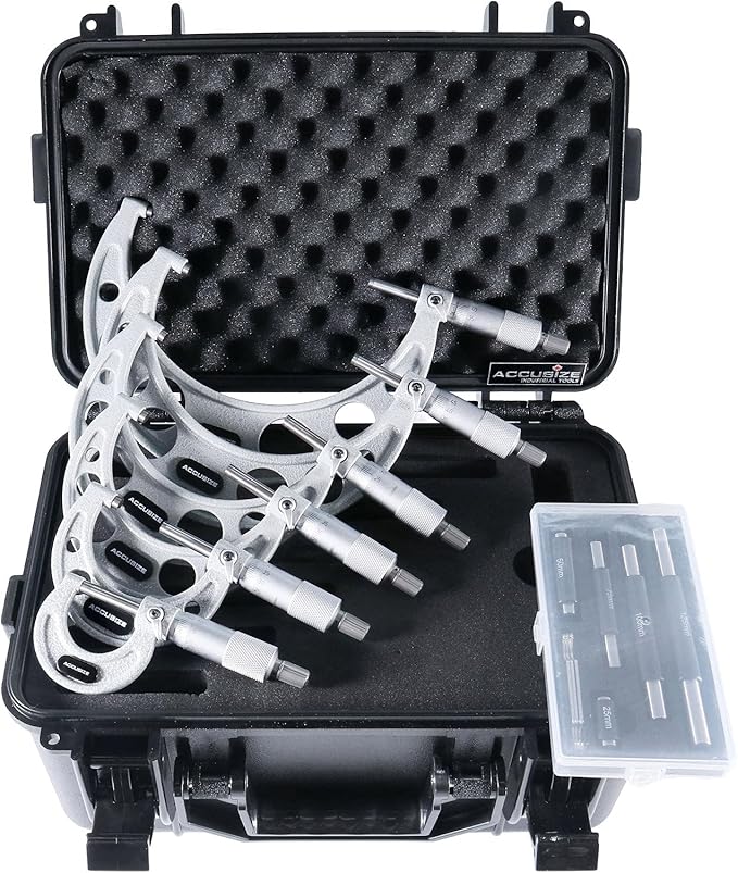 Accusize Industrial Tools 0-150 mm Precision M-Type Metric Outside Micrometer 6 Pc Set, Eg00-9150