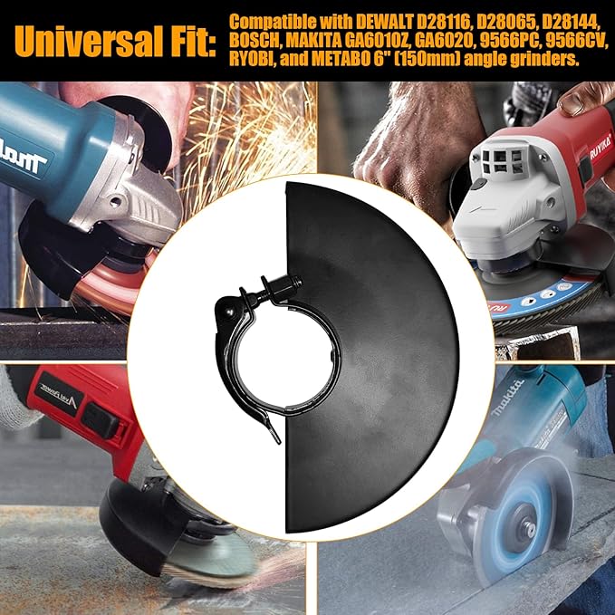 6.5"Angle Grinder Guard for 6"/5"/4-1/2"/4" Grinder Blades Wheel Disc 397661-01 Metal Grinder Disc Wheel Cover Replacement for DEWALT D28116 D28065 D28144 BOSCH, MAKITA, METABO Grinders Guard