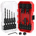 Countersink Drill Bit Set for Woodworking, 15 PCS M2 Cobalt HSS Tapered Drill Bits Kit with 2 Wood Plug Cutters, 1/4" Hex Shank Quick Change, Depth Stop Collars, 82° Counterbore & Storage Case