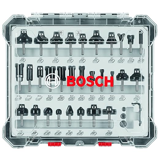 BOSCH RBS030MBS 30-Piece (Universally Compatible Accessory) Carbide-Tipped Wood Router Bit Assorted Set